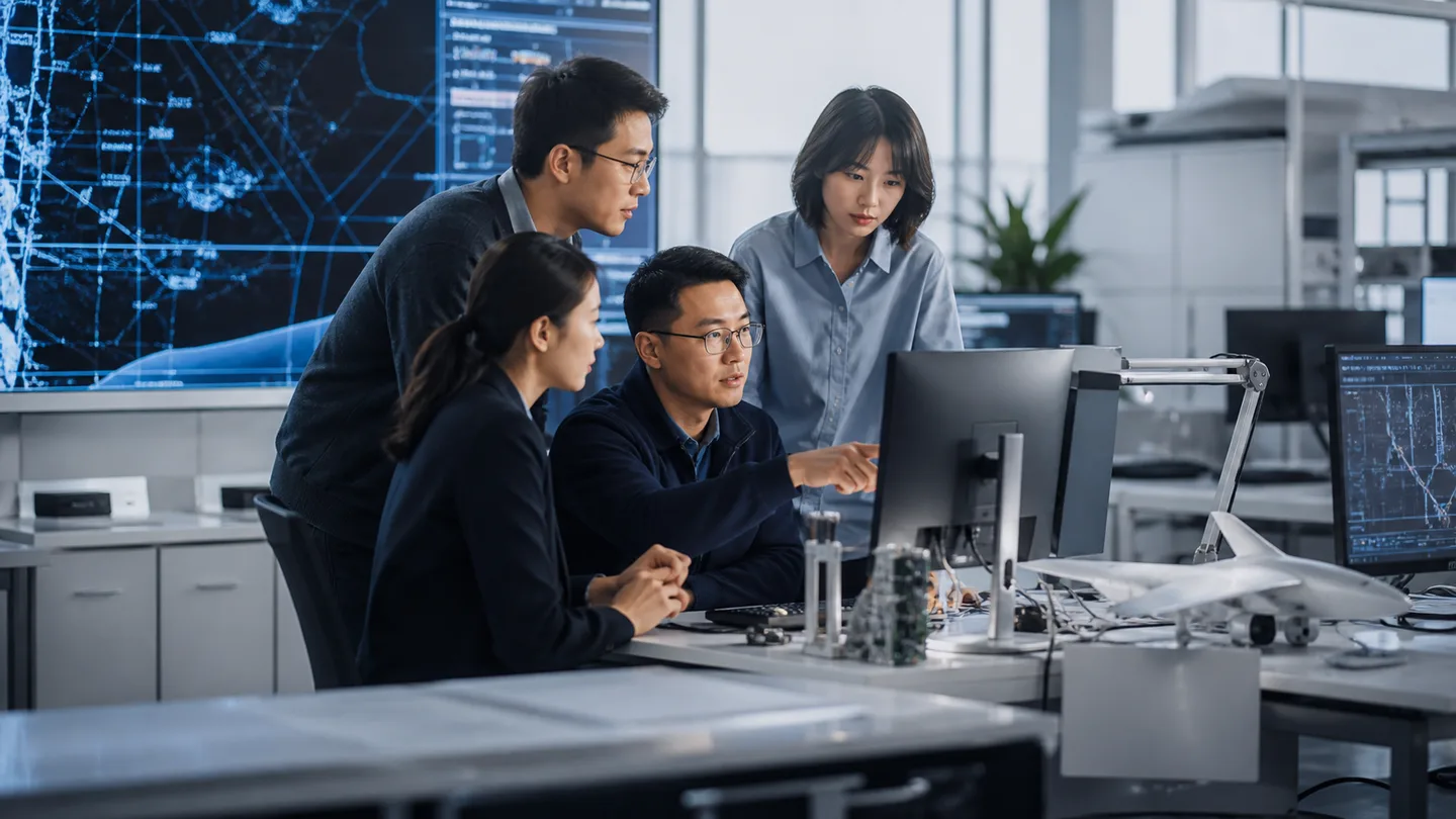 科技研发团队协同工作形象图